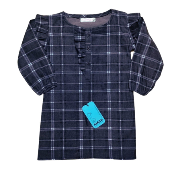 Bhajat Girl Cotton Blue Check Shirt Top