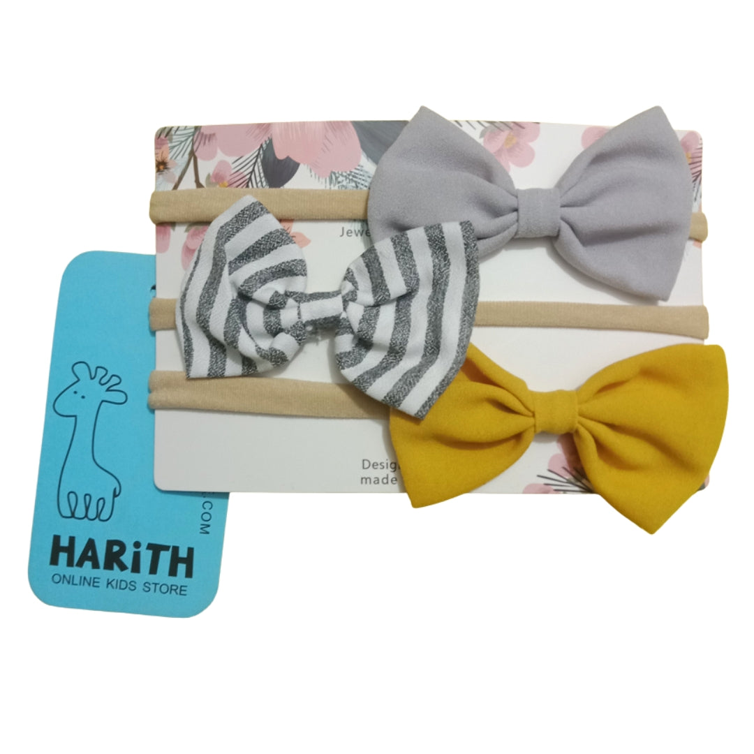 Yellow Grey 0-1 year Baby Head Bands Set of 3