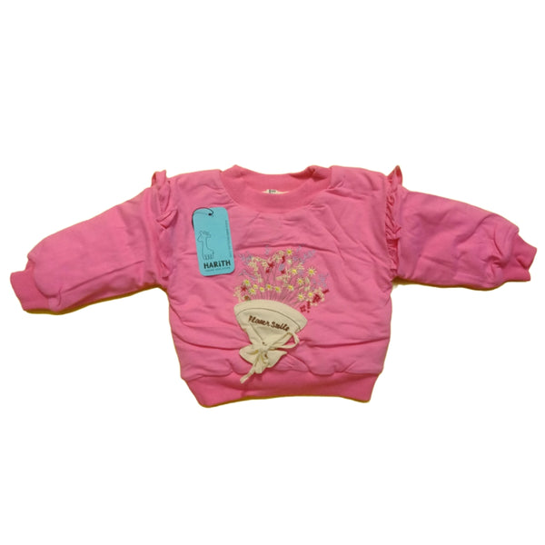 Flower Smile Bouquet Quilted Plush velvet Baby pullover